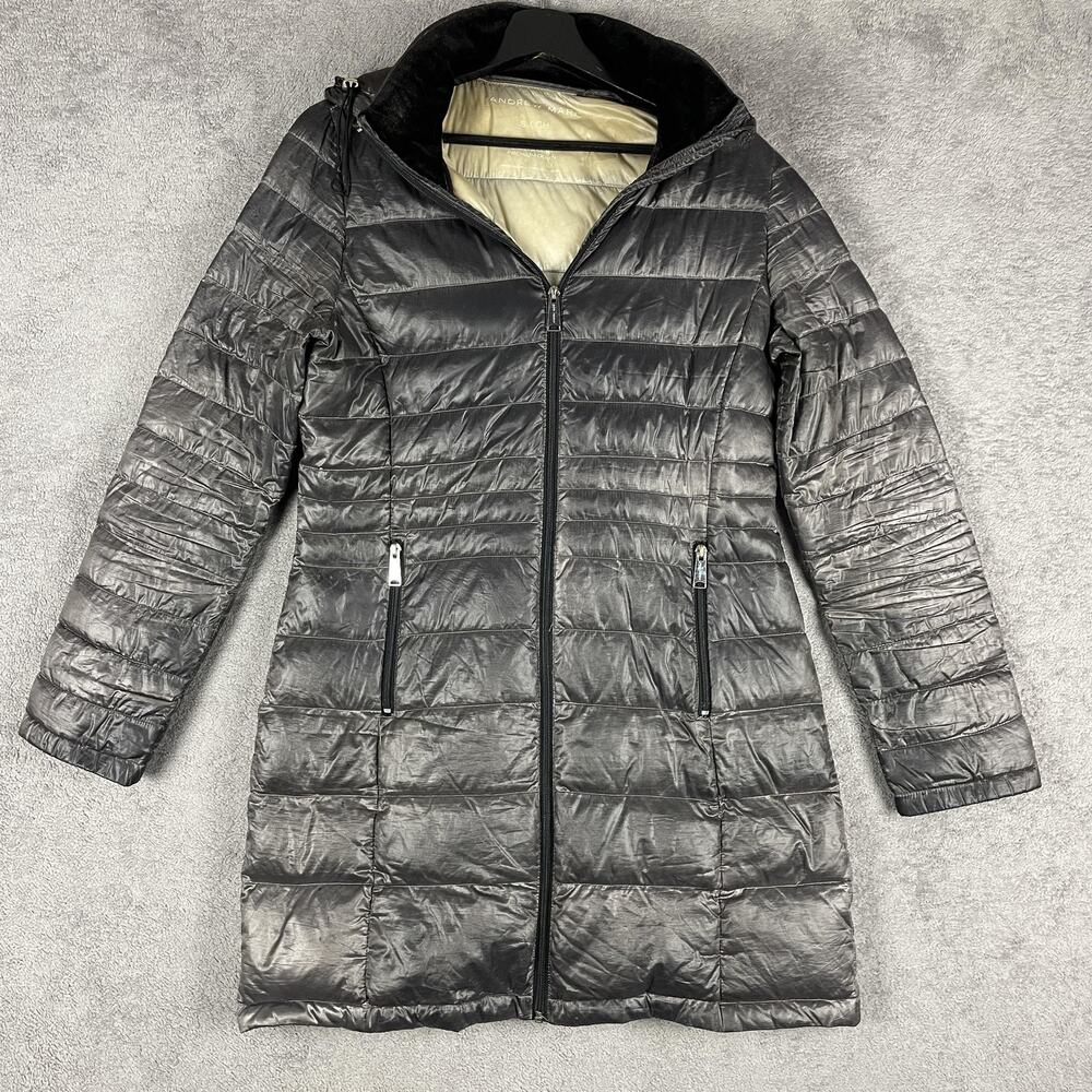 Andrew Marc Jacket Womens Small Packable Lightweight Hooded Down Puffer Coat